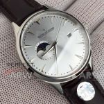 Perfect Replica Jaeger LeCoultre Master Silver Moonphase Stainless Steel Case Leather 40mm Watch